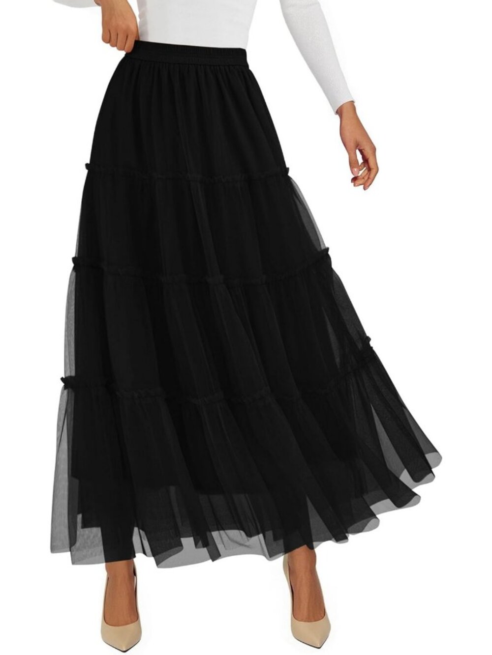 Soft Tulle Tiered Long Skirt for Women | Fall Fashion, Elegant & Flowy Style